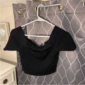 Forever 21 Black Ribbed Blouse
